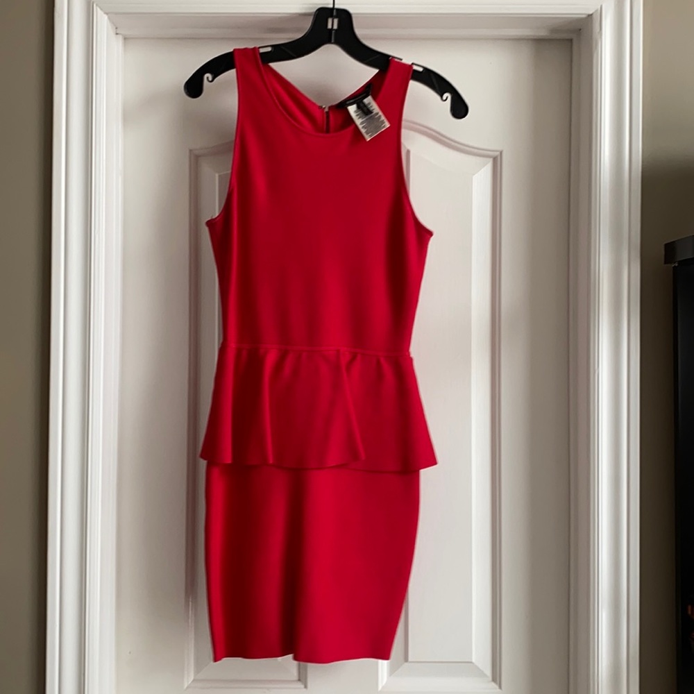 BCBG MAXARIA Red Peplum Mini Dress (Size M)